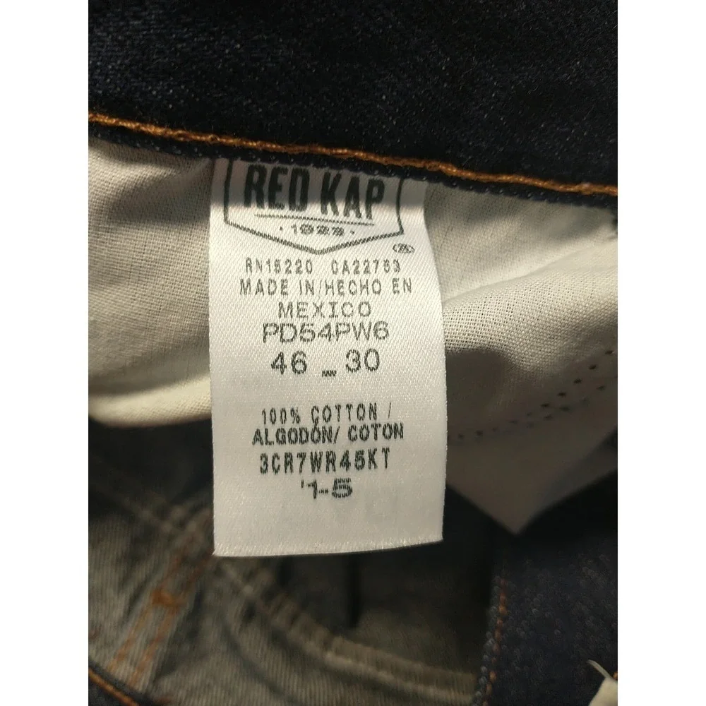 Red Kap Mens Workwear Jeans Dark Indigo Blue Cotton Denim PD54PW6 46 x 30